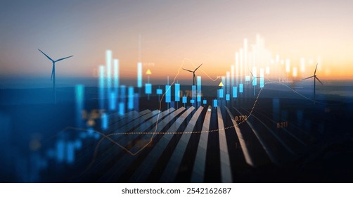 Increase in electricity prices on the world market. Green energy in full development.Investment finance chart,stock market business and exchange financial growth graph. - Powered by Shutterstock