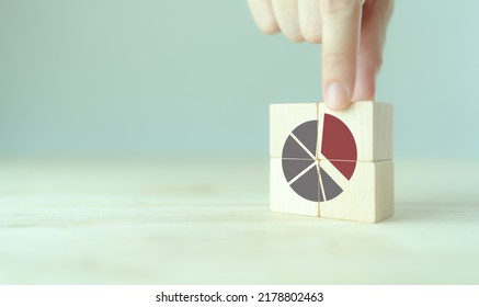 Increase Market Share, Growth Of Business Profit Concept. Market Penetration And Expansion Strategies. Wooden Cubes Showing A Market Share Percentage Using A Pie Chart. Strengthen Business Strategies.