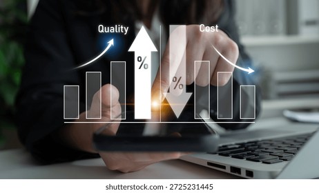 Increase quality and reduce cost represent quality, cost, and performance optimization for business strategy and resource efficiency Latch