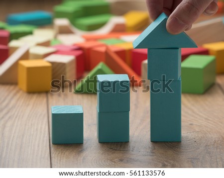 increasing arrow made by building blocks