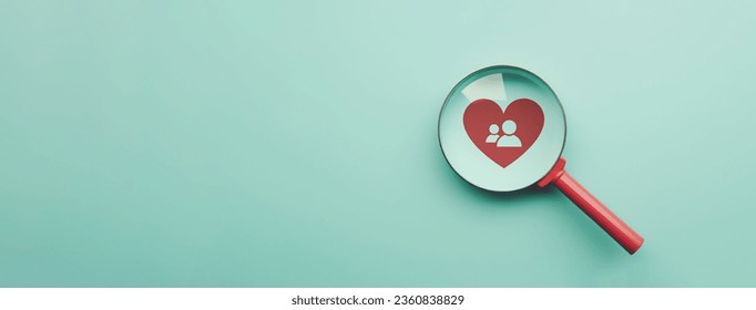 Increasing customer loyalty, Developing brand awareness, Understanding customer need, Providing value, Create relationship with customer engagement, Magnifying glass focus on customer heart icon