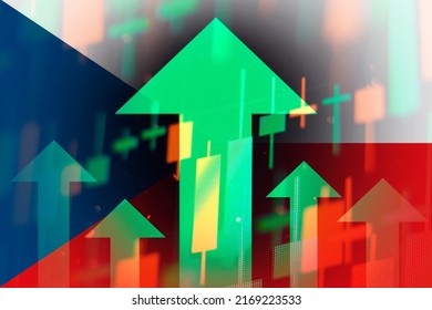 Increasing green arrows showing improvements in the economy or growth of stocks on the stock exchange in Czech Republic  - Shutterstock ID 2169223533