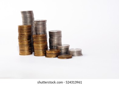 Increasing Piles Of Coins, Financial Growth, Home Budget Planning, Save Money, Growing Business, Currency, Work, Job, Stock Market, Finance, Graph, Background, Pln, USD, GBP. EUR, Economic