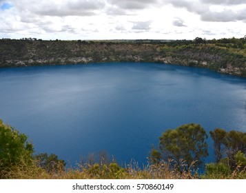 The Incredible Blue Lake At Mt Gambier, South Australia. The Blue Lake Is A Large Monomictic Crater Lake Located In A Dormant Volcanic Maar Associated With The Mount Gambier Maar Complex.