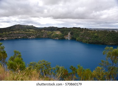 The Incredible Blue Lake At Mt Gambier, South Australia. The Blue Lake Is A Large Monomictic Crater Lake Located In A Dormant Volcanic Maar Associated With The Mount Gambier Maar Complex.