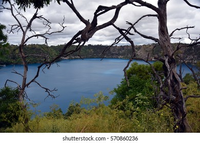 The Incredible Blue Lake At Mt Gambier, South Australia. The Blue Lake Is A Large Monomictic Crater Lake Located In A Dormant Volcanic Maar Associated With The Mount Gambier Maar Complex.