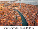 Incredible cityscape Venice and Venetian lagoon. Venice Grand Canal and buidings from drone, Italy