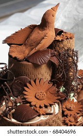 Incredible Dessert Art Cocoa Bird On Top Of Chocolate Cake