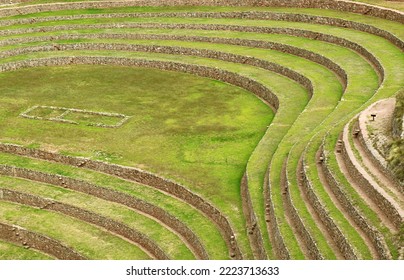 Incredible Inca Agricultural Terraces Ruins Of Moray, Located In The Remote Countryside Of Cusco Region, Peru, South America