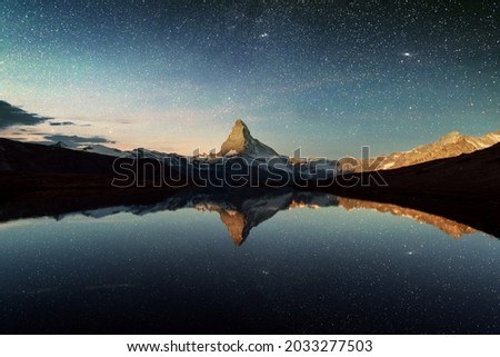 Similar – Foto Bild Matterhorn and Dente Blanche from Riffelsee mountain lake