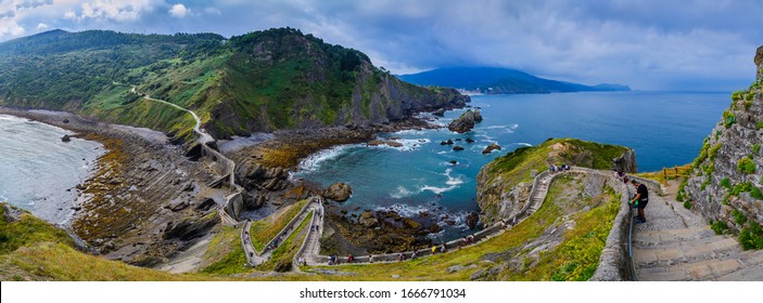 Incredible panoramic view from the island of Gaztelugatxe. Basque country. Northern spain - Shutterstock ID 1666791034
