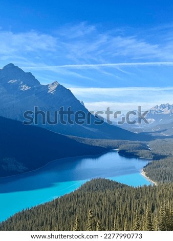 An incredible shot of lakes, mountains and the natural landscape.