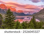 Incredible Sunrise - Wild Goose Island Overlook Glacier National Park Montana