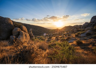 Incredible sunset paints the sky above the boulders of the McDowell Mountains in Scottsdale, AZ - Powered by Shutterstock