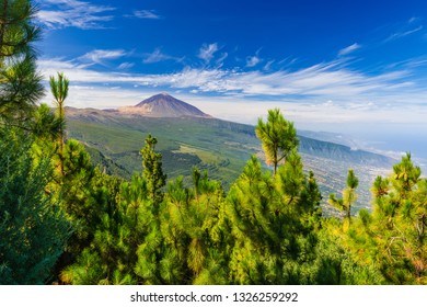 Incredible view of the Teide volcano from the viewpoint Mirador de Chipeque, which is located on the road number 24. Tenerife. Canary Islands.Spain