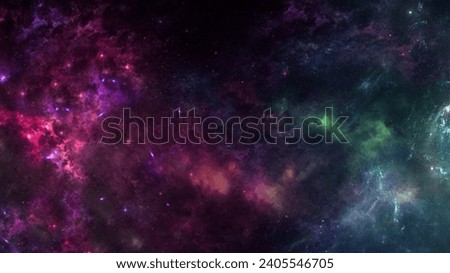Incredibly beautiful galaxy in outer space. Nebula night starry sky in rainbow colors. Multicolor outer space. Elements of this image furnished by NASA.