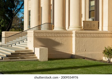 Independence, California, USA - November 18, 2012: Columns At The Entrance To The Inyo County Courthouse