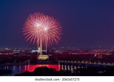 Independence Day fireworks over the Washington DC skyline on the 4th of July, 2021