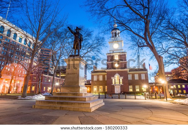 Independence Hall National Historic Park\
Philadelphia at\
twilight