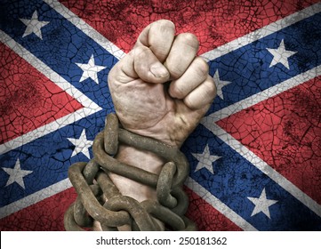 Independence: The Hand, Fist In Chains And The Flag Of Confederate States Of America