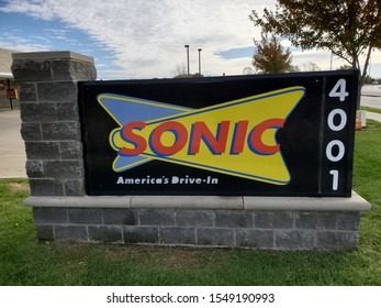 Independence, Missouri / USA - November 3 2019: Sign At Entrance To Sonic Drive In Restaurant