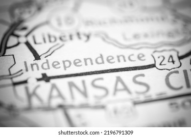 Independence. Missouri. USA On A Geography Map.