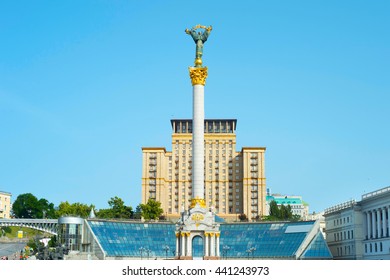 Independence Monument on the Maidan Nezalezhnosti square in Kiev, Ukraine - Shutterstock ID 441243973