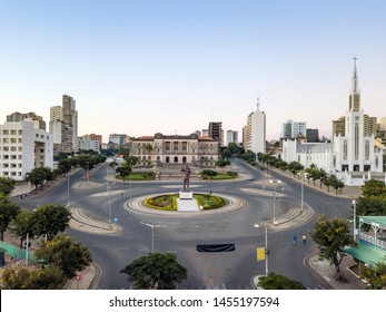Independence square with City Hall and main Cathedra inl downtown of Maputo, Mozambique