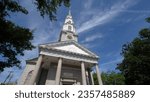 The Independent Presbyterian Church, in Savannah, church tower and architecture building.