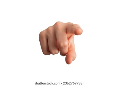 Index finger pointing at you, in front direction isolated on white - Powered by Shutterstock