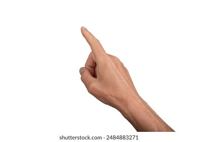 Index finger reaching t touch, tap, click, indicate isolated on white background.