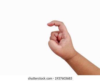 The index finger shows hook symbol on a isolated white background. 