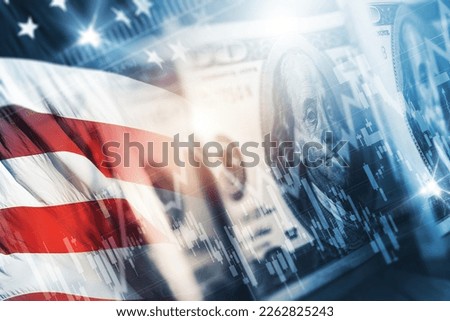 Index Measuring of the Value of the US Dollar Relative to a Basket of Foreign Currencies. American Dollar Index Concept Background