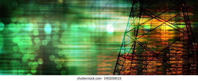 Index Number Of Stock Market With Electric Tower Energy Industry Business Concept Banner Background