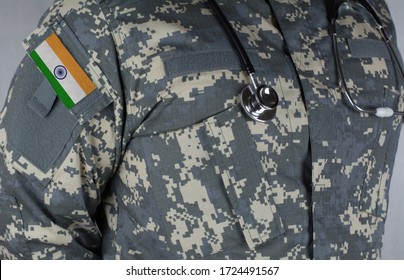 India Army Doctor With Stethoscope Over His Neck