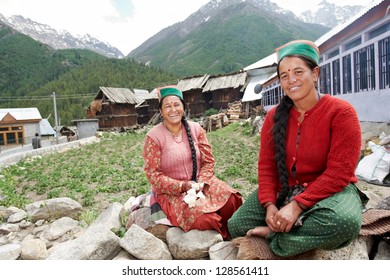 India authentic smiling woman - country dweller of Indian himachal pradesh state kinnaur village