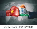 India China Rivalry and Economic Competition and political issues between New Dehli and Beijing as a market and trade concept for Asia And Asian Business fight with 3D illustration elements