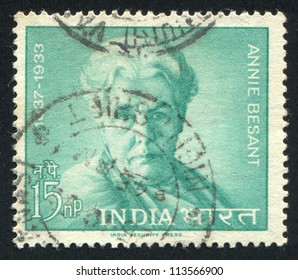 INDIA - CIRCA 1963: Stamp Printed By India, Shows Annie Besant, Circa 1963