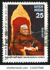 INDIA - CIRCA 1977: Stamp Printed By India, Shows Fakhruddin Ali Ahmed, Circa 1977