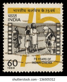 INDIA - CIRCA 1989: A Stamp Printed In India Shows 75 Years Of Indian Cinema, Circa 1989