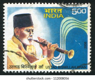 INDIA - CIRCA 2008: Stamp Printed By India, Shows Ustad Bismillah Khan, Circa 2008