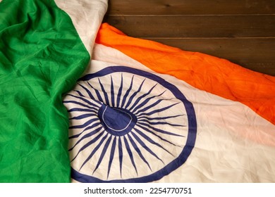 India flag, Closeup of National Indian Flag  on wooden background ,International relations concept
 - Shutterstock ID 2254770751