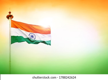 INDIA FLAG FLYING HIGH WITH PRIDE Independence Day Of India And Republic Day Of India, Beautiful Tri Colour Background Saffron White And Green