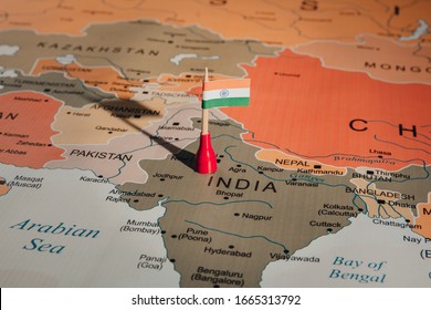 India Flag On Map Of Indian