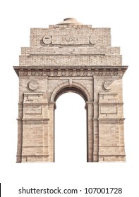 India Gate located in New Delhi isolated on white background
