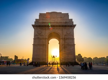 India Gate, New Delhi, March-2019: It is a triumphal arch architectural style war memorial designed by Sir Edwin Lutyens to 82,000 soldiers of the Indian Army who died in the First World War. 