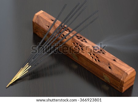 India incense sticks on black background