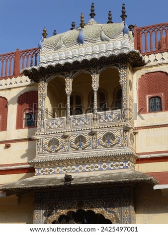 India, Jaipur - detailed view over Maharaja Sawai Man Singh II Museum or City Palace
