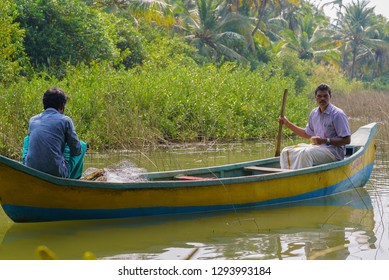 India, Kochi - February 22, 2018: The Villagers Going To Take The Sand From The River ...