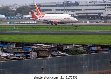 India, Maharashtra, Mumbai, July 19, 2009: Air India Commercial Aircrafts At Chhatrapati Shivaji Maharaj International Airport. 